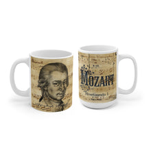 Mozart Mug, Austrian Composer, Classical Music Mug, Wolfgang Amadeus Mozart, gift for musician, music teacher gift, sheet music coffee cup