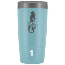 Mermaid monogram tumbler, custom name mermaid 20oz travel mug, mermaid monogram cup, personalized stainless steel mug, 12 different colors