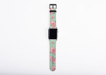 Apple Watch Band for women, Monogram Apple Watch Strap, roses mint green, faux leather, 38 mm, 40mm, 42mm, 44mm, custom iWatch, personalized