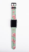 Apple Watch Band for women, Monogram Apple Watch Strap, roses mint green, faux leather, 38 mm, 40mm, 42mm, 44mm, custom iWatch, personalized