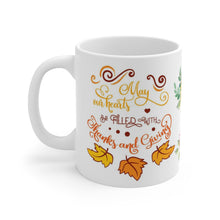 Thanksgiving Sunflower Mug, Give Thanks Coffee Cup, Fall Mug, 11 or 15oz white ceramic mug, holiday kitchen decor mug, inspirational mug