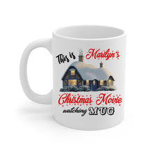 Christmas Movie Mug, Custom Name Christmas movie watching mug,  Holiday Coffee Mug with name, Movie Watching Tea Cup, Christmas mug for her