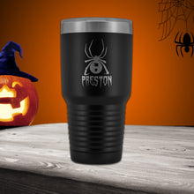 Halloween Personalized Tumbler - 30oz Stainless Steel Spider Travel Mug - customized with name - Black Widow Mug - Laser engraved tumbler