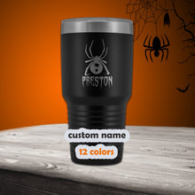 Halloween Personalized Tumbler - 30oz Stainless Steel Spider Travel Mug - customized with name - Black Widow Mug - Laser engraved tumbler