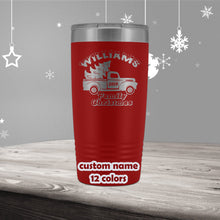 Family Christmas 20oz Travel Mug, Customized Christmas Tumbler with your family name, Christmas Truck, Personalized Family Christmas Gifts