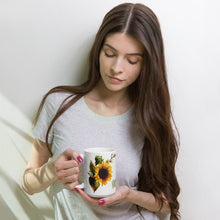 Sunflower monogram Coffee Mug, Personalized Sunflower Mug, custom coffee cup with monogram, ceramic mug, 2 different sizes, sunflower gift