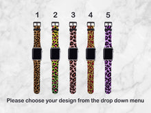 Apple Watch Band Leopard Print Faux Leather, Cheetah Print watch strap, 38mm, 40mm, 42mm, 44mm, different designs, Animal Print watch strap
