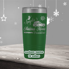 Custom Name Christmas Movie Watching 20oz Travel Mug, Christmas Truck, Christmas Movie Watching Tumbler, Christmas Tumbler, Christmas Gift