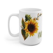 Sunflower monogram Coffee Mug, Personalized Sunflower Mug, custom coffee cup with monogram, ceramic mug, 2 different sizes, sunflower gift