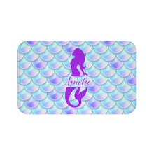 Custom Mermaid Shower Curtain Set, Bath Mat, Bath Towel, Personalized Bathroom Decor Bathroom Makeover Girly Purple Aqua Mermaid Bathroom