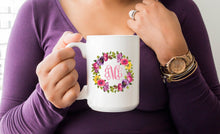 Personalized Coffee Mug / Monogram Mug / Bridesmaid Gift / Custom Coffee Mug / Floral Wreath Mug / Monogram Mug / Teacher Gift / Bridal Mug