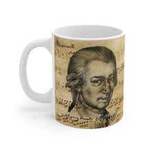 Mozart Mug, Austrian Composer, Classical Music Mug, Wolfgang Amadeus Mozart, gift for musician, music teacher gift, sheet music coffee cup