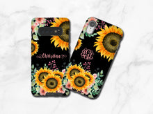 Fall Sunflower iPhone 11 monogram iPhone XR Case, Sun Flower custom name Samsung Galaxy S10 5G, iPhone XR, iPhone 8, iPhone 7, Galaxy Note 9