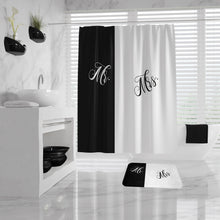 Mr and Mrs Shower Curtain and Bath Mat Set, Bride and Groom gift, funny wedding gift, his side her side shower curtain, bridal shower gift