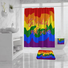 LGBT Pride Get Naked and Wet Shower Curtain Bath Mat Bath Towel, Gay Pride Bathroom Decor Sexy Rainbow Bathroom Design, sassy bathroom idea