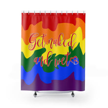 LGBT Pride Get Naked and Wet Shower Curtain Bath Mat Bath Towel, Gay Pride Bathroom Decor Sexy Rainbow Bathroom Design, sassy bathroom idea