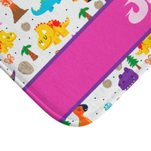 Cute Custom Dinosaur Shower Curtain, Monogrammed Name for Girls, Dinosaur Bath Mat and Towel, Kids Bathroom,customizable pink Bathroom Decor