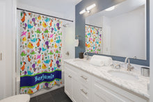 Cute Custom Dinosaur Shower Curtain, Monogrammed Name for Boys, Dinosaur Bath Mat and Towel, Kids Bathroom,customizable blue Bathroom Decor