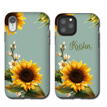 Sunflowers custom iPhone 11 Case, Sun Flower monogram iPhone XR, Galaxy Note 10 Plus, iPhone 8 Plus, Galaxy S10, Galaxy Note 9, iPhone 7