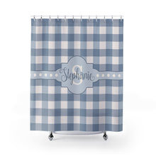 Buffalo Plaid Shower Curtain, Farmhouse Plaid Buffalo Check Bath Mat, monogram lumberjack shower curtain, Farmhouse Bath Decor, many colors