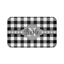 Buffalo Plaid Shower Curtain, Farmhouse Plaid Buffalo Check Bath Mat, monogram lumberjack shower curtain, Farmhouse Bath Decor, many colors