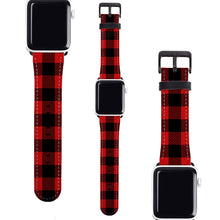 Red Buffalo Plaid Apple Watch Band monogrammed Tartan Apple watch strap for women, faux leather, 38mm, 40mm, 42mm, 44mm, fits all series
