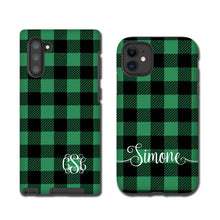 Buffalo Plaid Galaxy Note 10 Plus case sea green, personalized iPhone 11 Pro Max, Tartan Samsung Galaxy S8, iPhone XR, Galaxy S10, iPhone 8