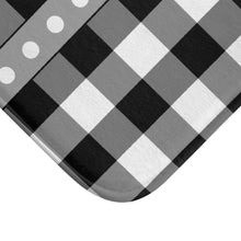 Plaid Bath Mat and Shower Curtain, Farmhouse Buffalo Plaid Bathroom, monogrammed lumberjack bath mat, Farmhouse Shower Curtain, many colors
