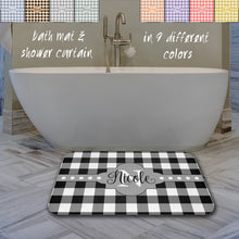 Plaid Bath Mat and Shower Curtain, Farmhouse Buffalo Plaid Bathroom, monogrammed lumberjack bath mat, Farmhouse Shower Curtain, many colors