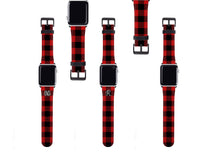 Red Buffalo Plaid Apple Watch Band monogrammed Tartan Apple watch strap for women, faux leather, 38mm, 40mm, 42mm, 44mm, fits all series