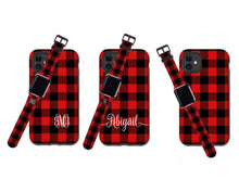 Red Buffalo Plaid Apple Watch Band monogrammed Tartan Apple watch strap for women, faux leather, 38mm, 40mm, 42mm, 44mm, fits all series