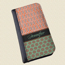 Ikat orange green iPhone 6s case personalized phone 7 wallet case Samsung Galaxy S6 Edge iPhone 8 wallet iPhone 4s case Galaxy Note 3 custom