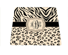 Zebra leopard print mouse pad ivory cream mousepad mouse mat personalized with monogram, office gift, gift under 15, custom mouse pad