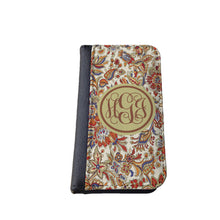 Floral wallet case with monogram Phone wallet iPhone 6s Samsung Galaxy S4 iPhone 4s iPhone 5c Galaxy S6 case iPhone 6 plus Galaxy S5 case