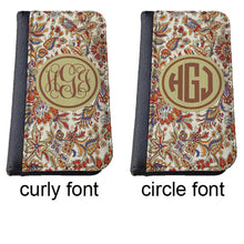 Galaxy S5 Floral wallet case with monogram Phone wallet iPhone 6s Samsung Galaxy S3 iPhone4 iPhone 5c iPhone 5s iPhone 6 plus Galaxy S7 case
