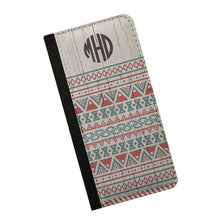 Aztec wood print iPhone 6 case monogram neutral colors phone wallet case Samsung Galaxy S7 Edge Note 4 iPhone 5s wallet case iPhone 5c case