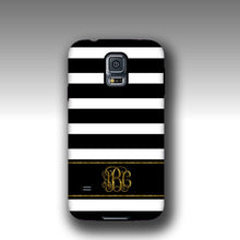 iPhone XS case Black white stripes with golden glitter monogram iPhone 6s case personalized Galaxy Note 9 case iPhone 6 plus iPhone 8 LG G7
