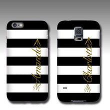Samsung Galaxy S9 White black stripes with golden glitter name arrow iPhone 6s case personalized Samsung Galaxy Note 5 case iPhone 6 plus
