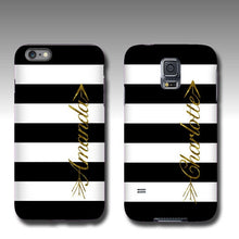 White black stripes with golden glitter name arrow Samsung Galaxy S10 iPhone XR case personalized Samsung Galaxy Note 9 iPhone 8 iPhone XS